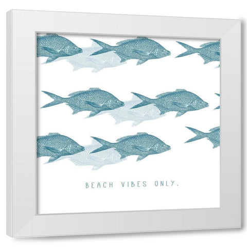 Beach Vibes Only White Modern Wood Framed Art Print by JMB Designs
