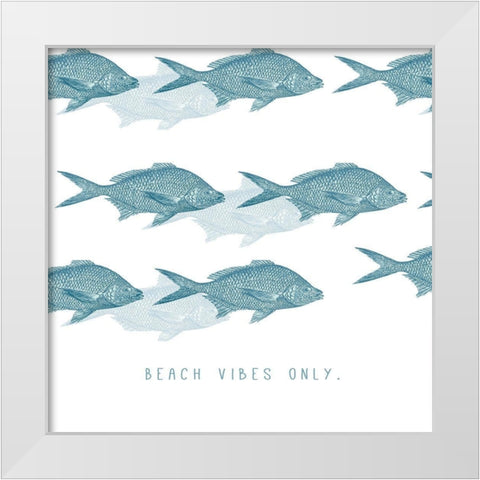 Beach Vibes Only White Modern Wood Framed Art Print by JMB Designs