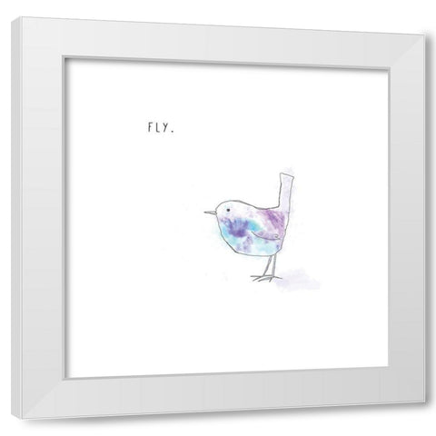 Fly White Modern Wood Framed Art Print by JMB Designs