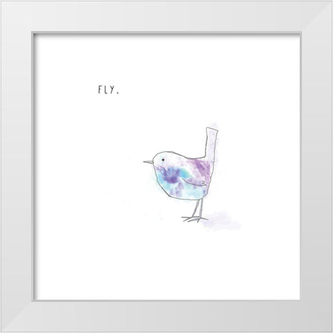 Fly White Modern Wood Framed Art Print by JMB Designs