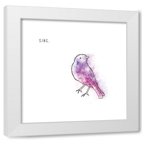 Sing White Modern Wood Framed Art Print by JMB Designs