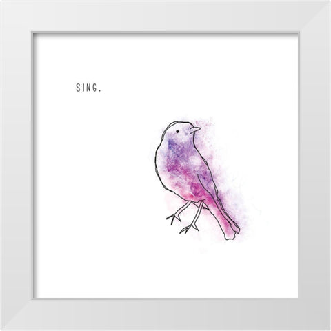 Sing White Modern Wood Framed Art Print by JMB Designs