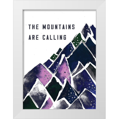Mountains are Calling White Modern Wood Framed Art Print by JMB Designs