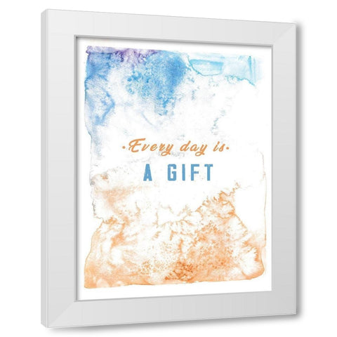 Every Day is a Gift White Modern Wood Framed Art Print by JMB Designs