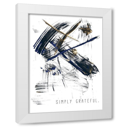 Simply Grateful White Modern Wood Framed Art Print by JMB Designs
