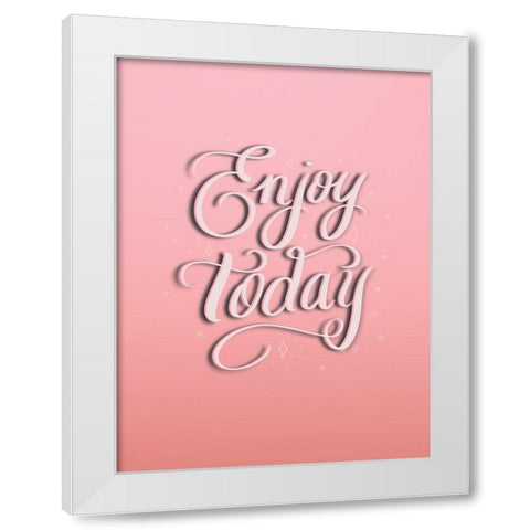 Enjoy White Modern Wood Framed Art Print by Batista, Dee