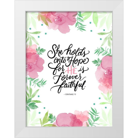 Holds Onto Hope White Modern Wood Framed Art Print by Batista, Dee