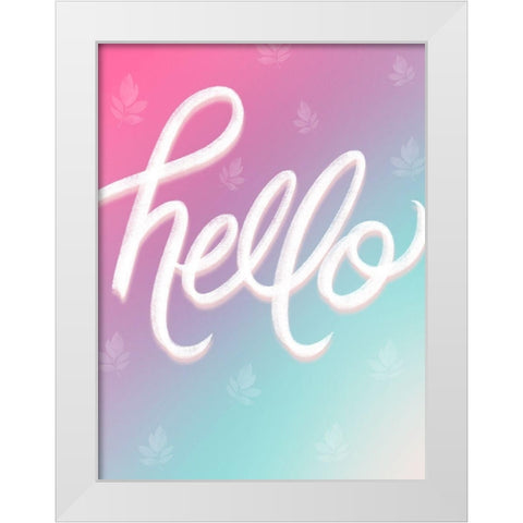 Hello White Modern Wood Framed Art Print by Batista, Dee