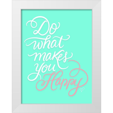 Happy White Modern Wood Framed Art Print by Batista, Dee