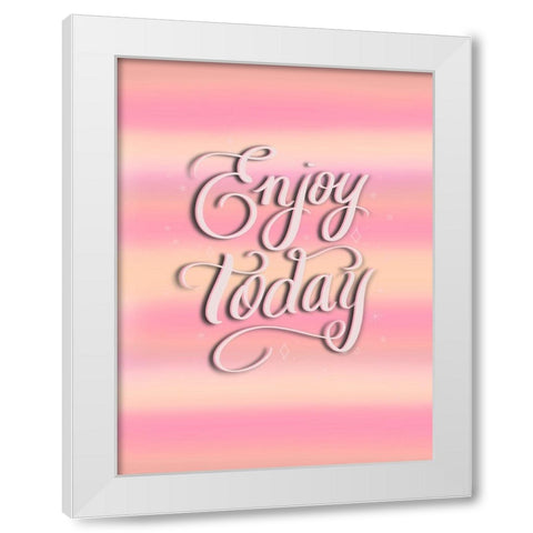 Enjoy White Modern Wood Framed Art Print by Batista, Dee