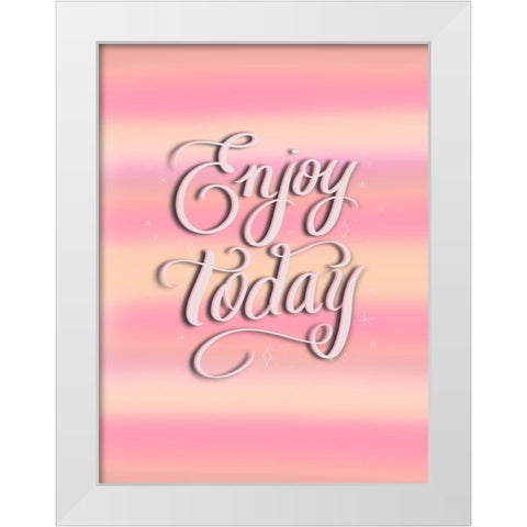 Enjoy White Modern Wood Framed Art Print by Batista, Dee