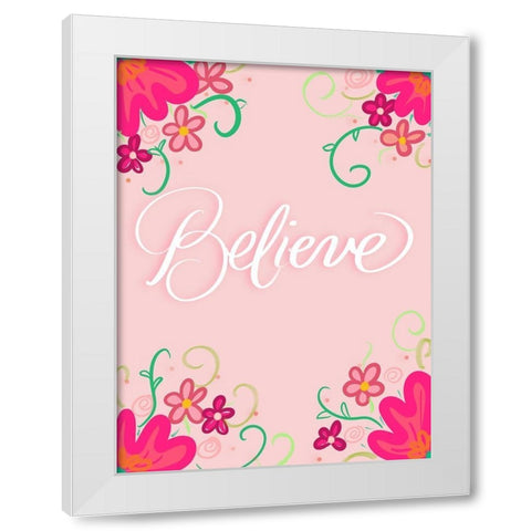 Believe White Modern Wood Framed Art Print by Batista, Dee