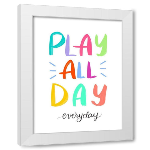 Play White Modern Wood Framed Art Print by Batista, Dee
