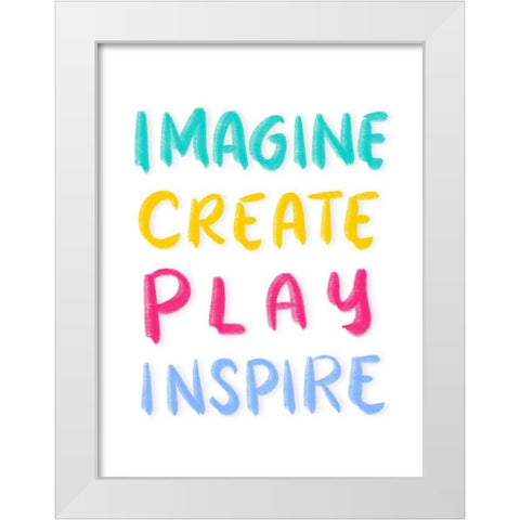 Imagine White Modern Wood Framed Art Print by Batista, Dee