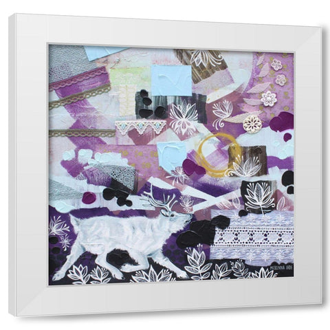 Caribou White Modern Wood Framed Art Print by Ihde, McKenna