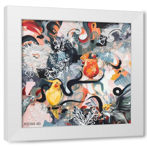 Cocktails and Cockatiels White Modern Wood Framed Art Print by Ihde, McKenna