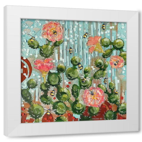 Opuntia and Bees II White Modern Wood Framed Art Print by Ihde, McKenna