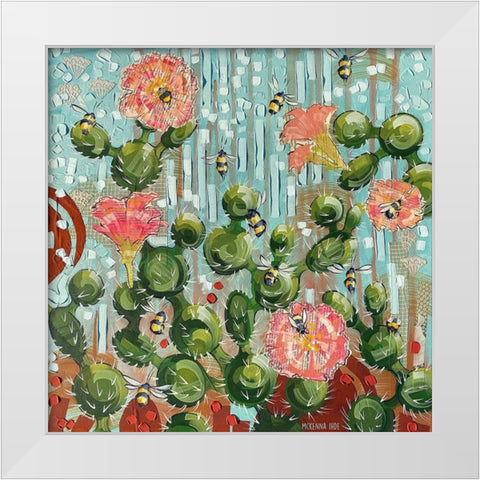 Opuntia and Bees II White Modern Wood Framed Art Print by Ihde, McKenna