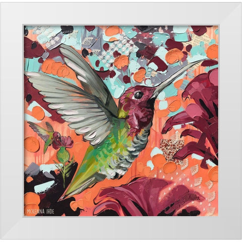 Hummingbird White Modern Wood Framed Art Print by Ihde, McKenna