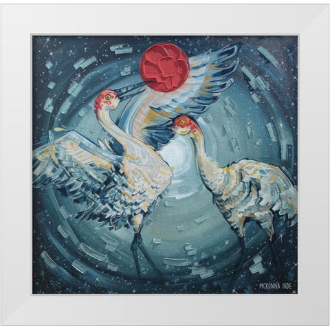 Sandhill Cranes White Modern Wood Framed Art Print by Ihde, McKenna