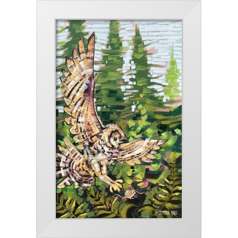 Spotted Owl and Mouse White Modern Wood Framed Art Print by Ihde, McKenna