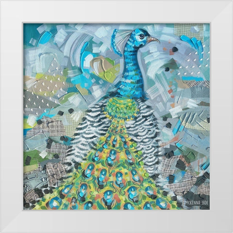 Pride of the Peacock White Modern Wood Framed Art Print by Ihde, McKenna
