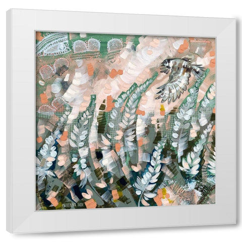 Chickadee Flying White Modern Wood Framed Art Print by Ihde, McKenna