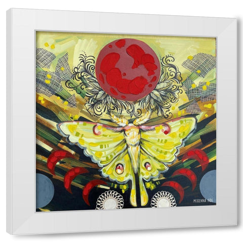 Luna Moth White Modern Wood Framed Art Print by Ihde, McKenna