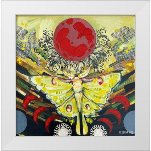 Luna Moth White Modern Wood Framed Art Print by Ihde, McKenna