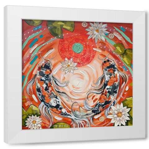 Koi Pond White Modern Wood Framed Art Print by Ihde, McKenna