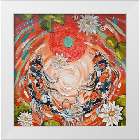 Koi Pond White Modern Wood Framed Art Print by Ihde, McKenna