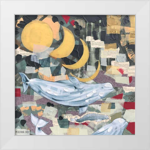 Beluga Trio White Modern Wood Framed Art Print by Ihde, McKenna