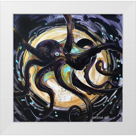 Grunge Octo White Modern Wood Framed Art Print by Ihde, McKenna