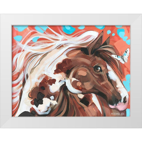 Horse and Butterfly White Modern Wood Framed Art Print by Ihde, McKenna