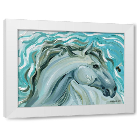 Horse and Bumble Bee White Modern Wood Framed Art Print by Ihde, McKenna
