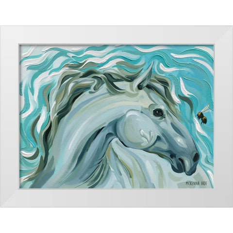 Horse and Bumble Bee White Modern Wood Framed Art Print by Ihde, McKenna