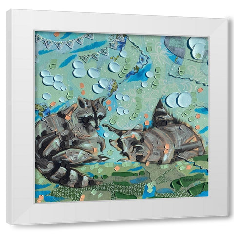 Two Raccoons White Modern Wood Framed Art Print by Kornowski, McKenna