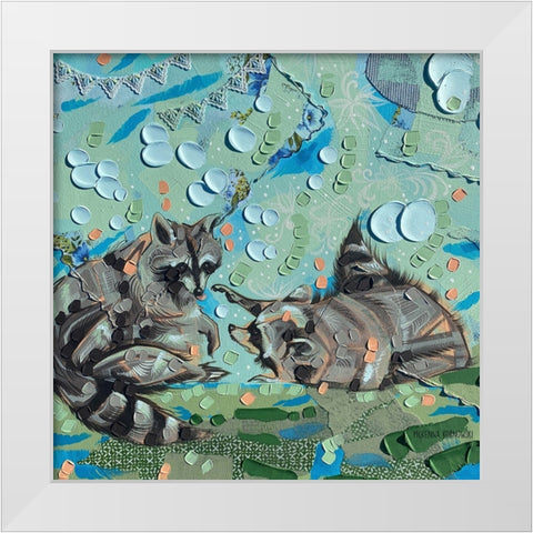 Two Raccoons White Modern Wood Framed Art Print by Kornowski, McKenna