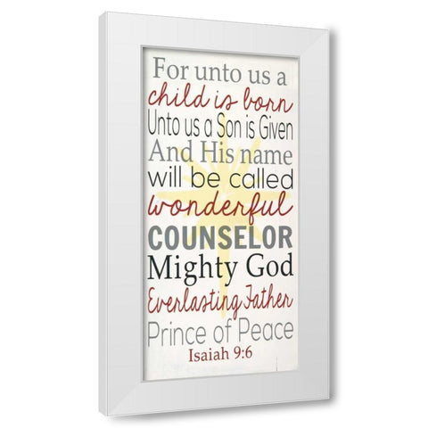 For Unto Us White Modern Wood Framed Art Print by Words for the Soul