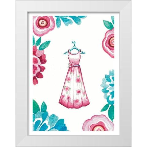 The Floral Dress White Modern Wood Framed Art Print by Tyndall, Elizabeth