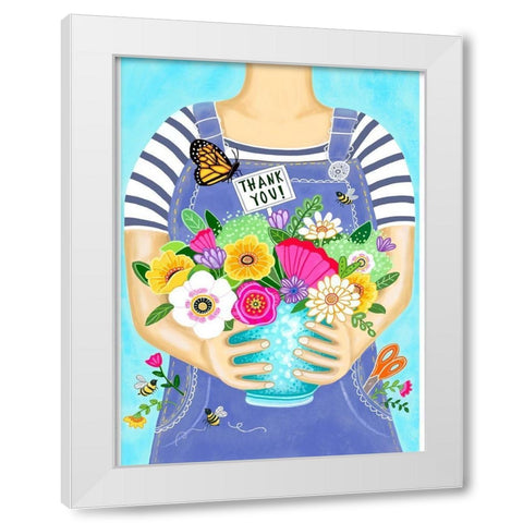 Fresh Picked Flowers White Modern Wood Framed Art Print by Tyndall, Elizabeth