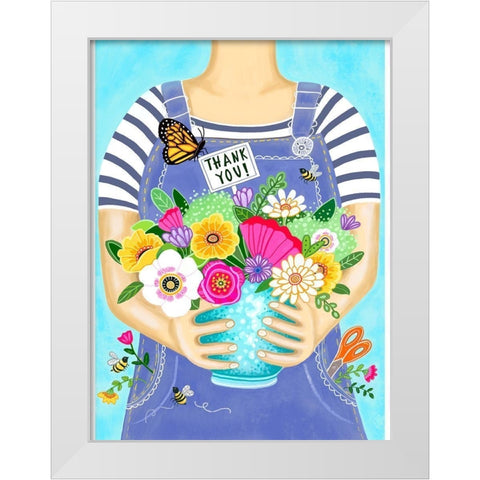 Fresh Picked Flowers White Modern Wood Framed Art Print by Tyndall, Elizabeth