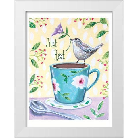 Rest Bird White Modern Wood Framed Art Print by Tyndall, Elizabeth