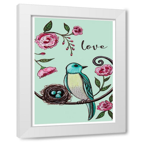 Love Bird White Modern Wood Framed Art Print by Tyndall, Elizabeth