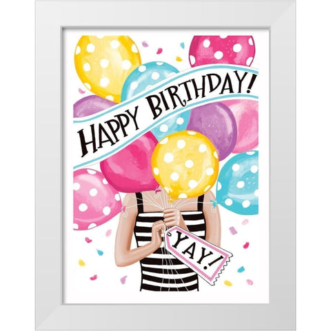 Birthday Girl White Modern Wood Framed Art Print by Tyndall, Elizabeth