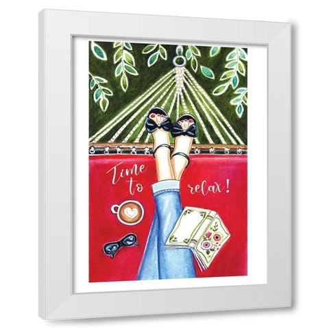 Time to Relax White Modern Wood Framed Art Print by Tyndall, Elizabeth