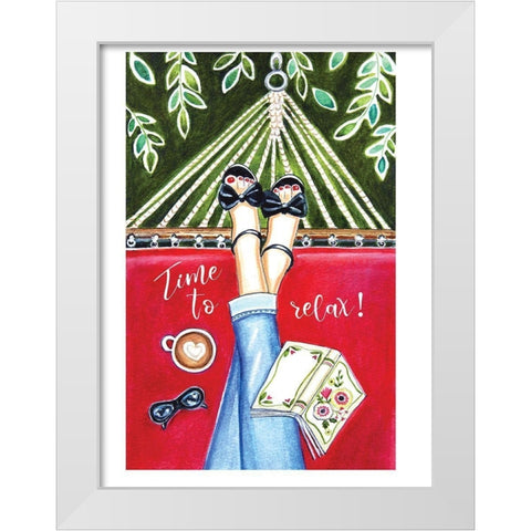Time to Relax White Modern Wood Framed Art Print by Tyndall, Elizabeth