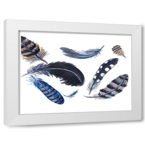 Dancing Feathers White Modern Wood Framed Art Print by Tyndall, Elizabeth