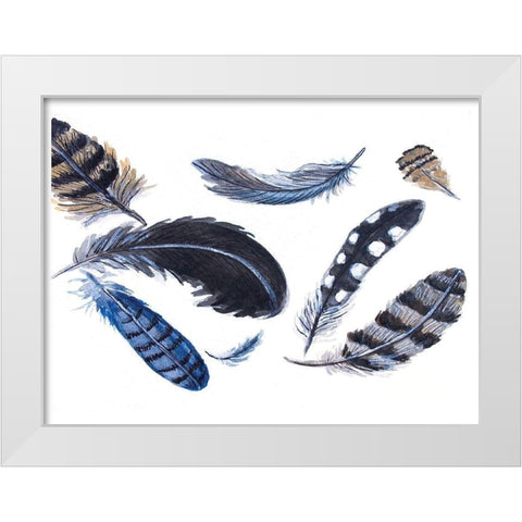 Dancing Feathers White Modern Wood Framed Art Print by Tyndall, Elizabeth