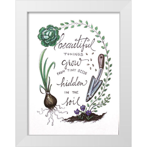 Beautiful Things Grow White Modern Wood Framed Art Print by Tyndall, Elizabeth